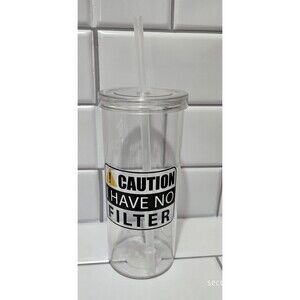 Snarky Mainstay Plastic 20 Oz  Water Cup W Straw Cold Drinks Only